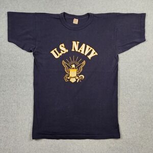 Vintage Champion US Navy Shirt Large Blue Military Heavy Weight USA Made